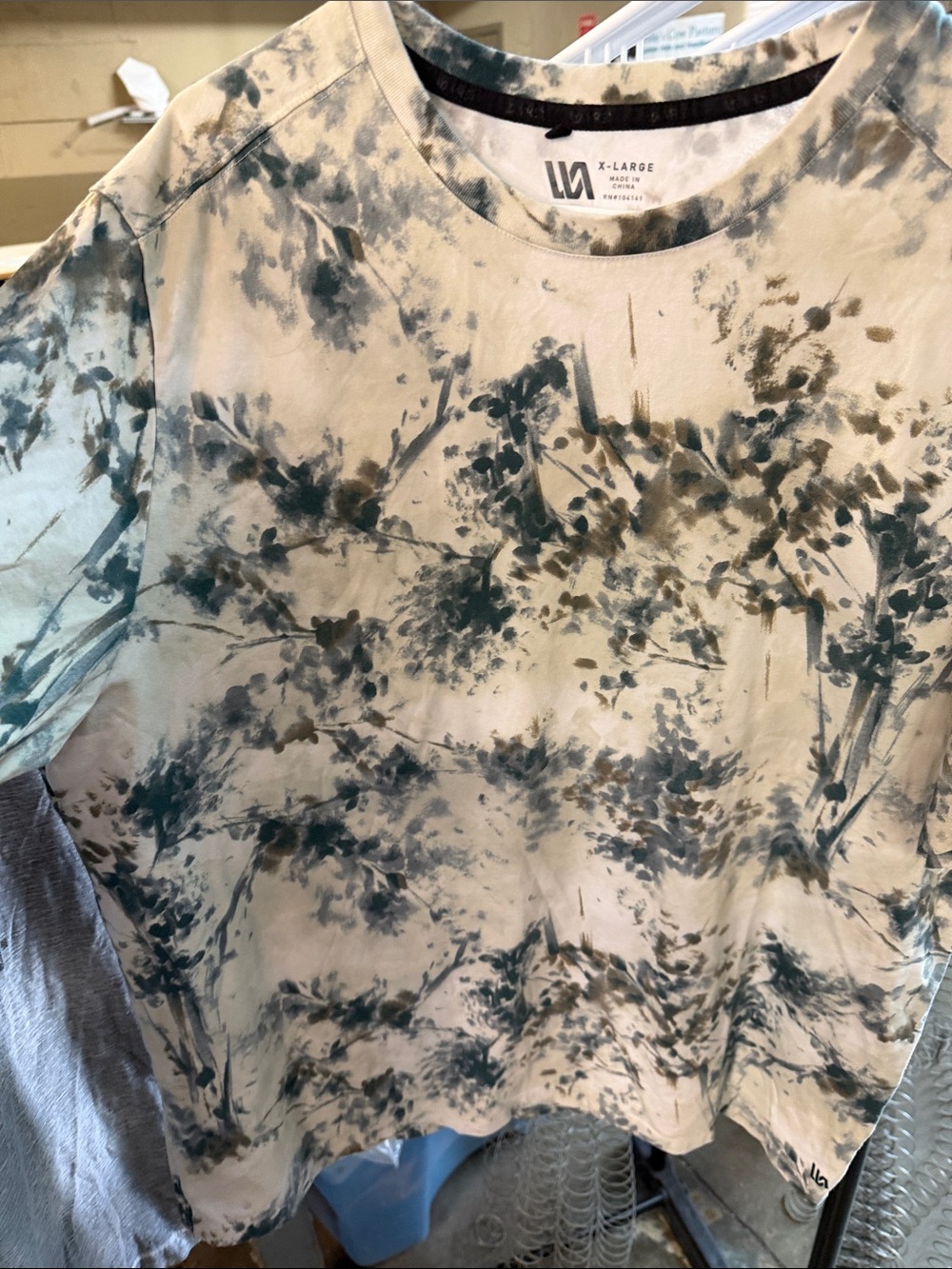 Second Skin Overalls Cream and Dark Green Tie-Dye Short Sleeve Tee